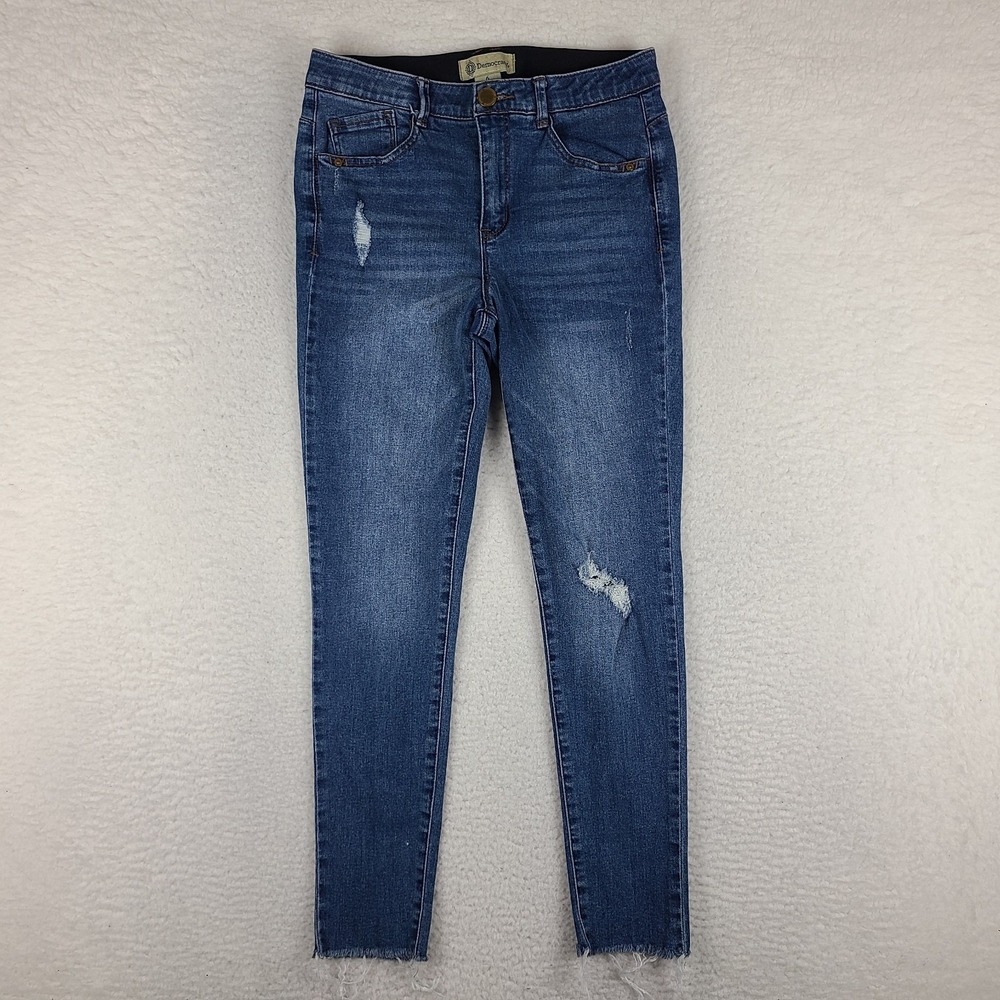 Democracy Jeans Womens 6 Blue Ab Technology Skinny‎ Distress Dark Wash Denim *